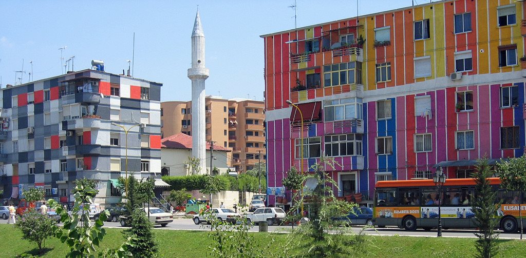 Colourful-Houses-Along-The-Lana-River-In-Tirana-Albania